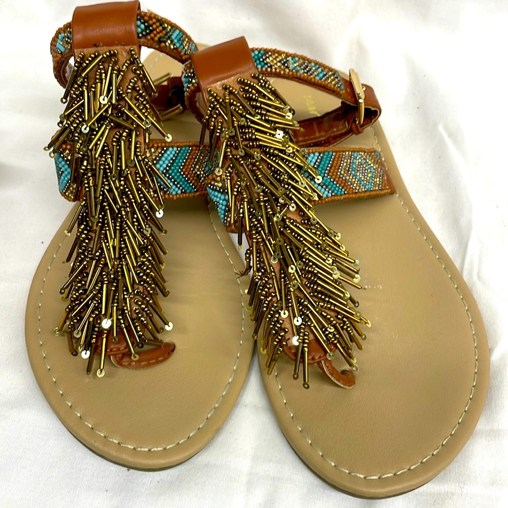 Mark beaded sequins strap around the ankle sandals sz 8